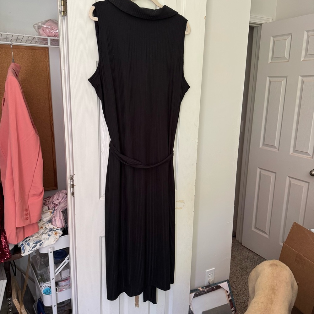 Lane Bryant Black Sleeveless Belted Midi Dress Never Worn - Picture 2 of 3